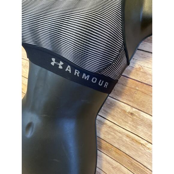 Under Armour Womens Sports Bra Size XS Black Striped Compression Athletic Yoga - Picture 7 of 9
